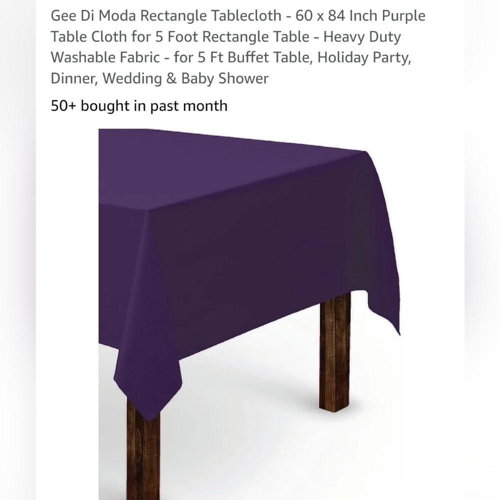 Tablecloths 60 x 84 rectangle purple-Lot of 10